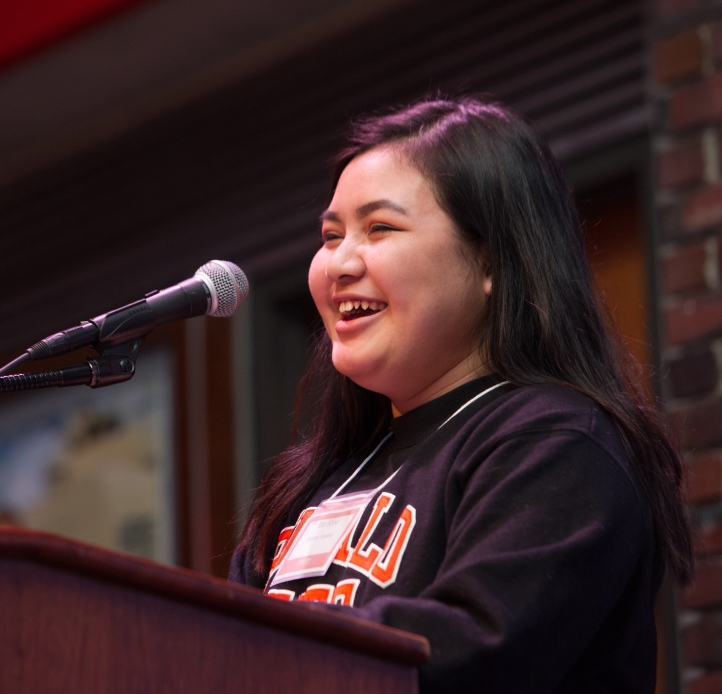 Student speaking at banquet