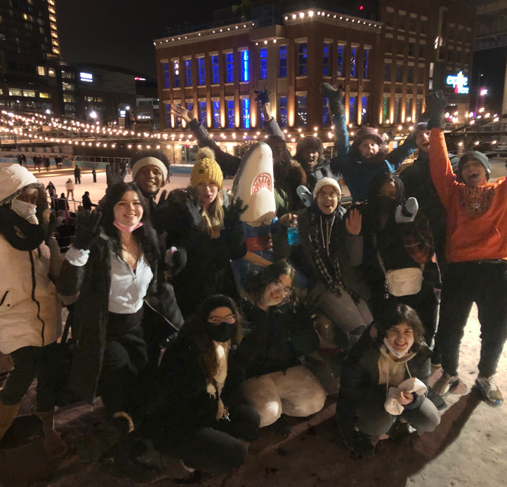 Group photo at Canalside ice skating