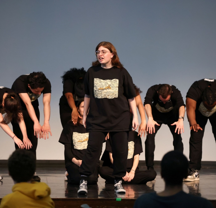 Students in the Anne Frank Project performing their play titled, "The Seed"