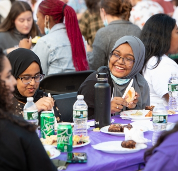 Students enjoying the annual Honors barbeque