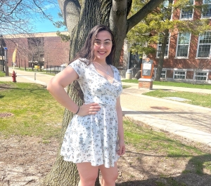 Student posing at Buffalo State campus